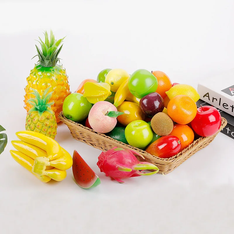 Apple Lemon Peach Strawberry Orange Plastic Artificial Fruit for Home Decor Accessories Photography Props Festive Party Supplies for artificial fruits and vegetables