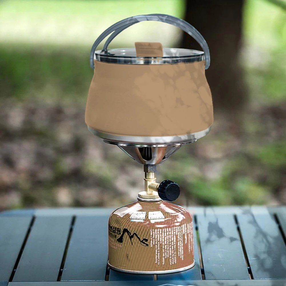Outdoor Silicone Kettle Folding Camping Teapot Water Kettle Tableware Mini Boiling Water Pot with Handle for Fishing Travel with folding kettle portable folding kettle