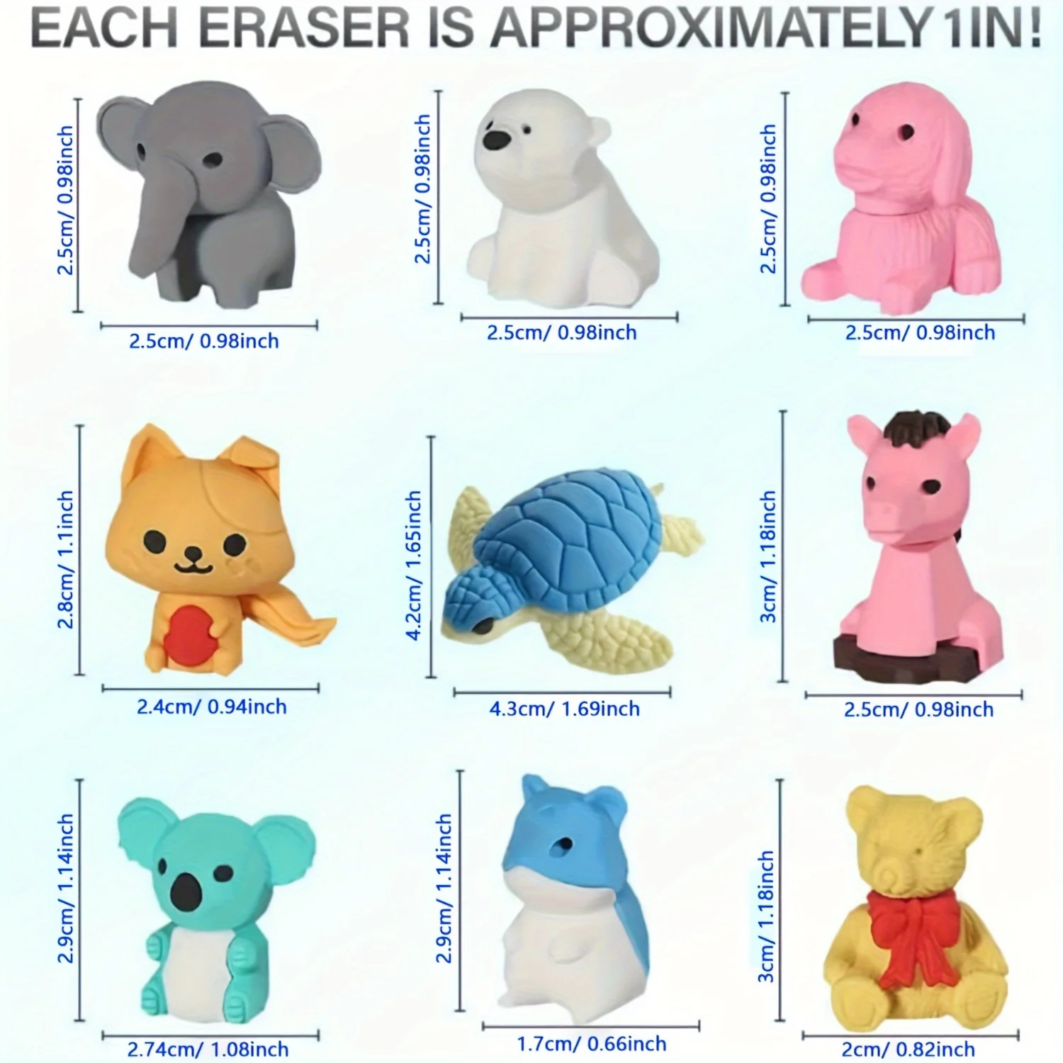 30 Random Cute Animal Erasers, Colorful Mini Erasers, Student Desktop Stationery Supplies, Party Gifts, School Gift Supplies - 4