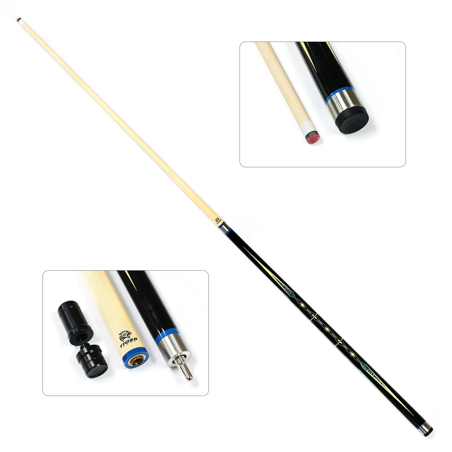 고품질 1/2 조인트 당구 큐 13mm 팁 58인치 길이 메이플 우드 샤프트 하프 조인트 풀 큐, 18-20온스
