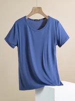 Modal Svel T-irt Women Summer Thin round Ne No Bra Casual Large Size Base irt Comfortable Breathable Loose Fit - Image 4