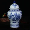 Chinese Blue and White Porcelain Floral Temple Jar Vase Dragon landscape Ceramic Ginger Jar with lid Oriental vases decoration 3