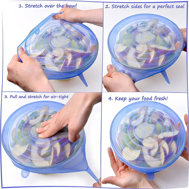 Silicone Stretch Food Covers Kitchen Fresh-keeping Lids Food Caps Elastic Expandable Microwave Airtight Plastic Wrap food cover fresh keeping cover microwave cover preservation cover