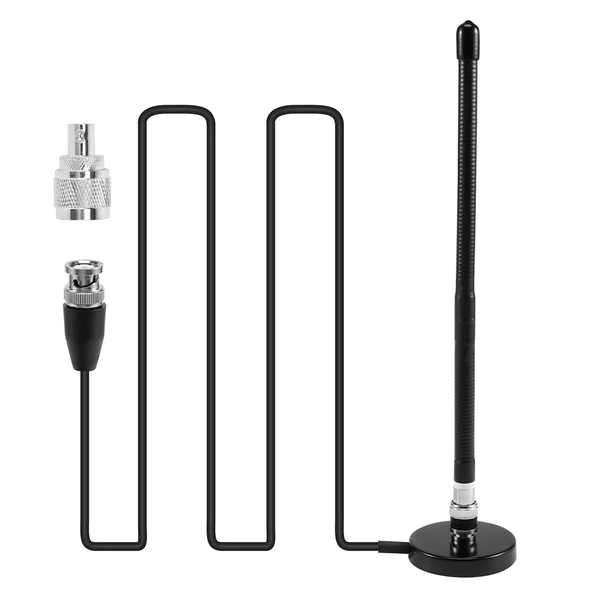 SCLS CB 공중 안테나 27MHz 소프트 휩 마그네틱 베이스 BNC PL259 커넥터 코브라용 CB 공중 안테나