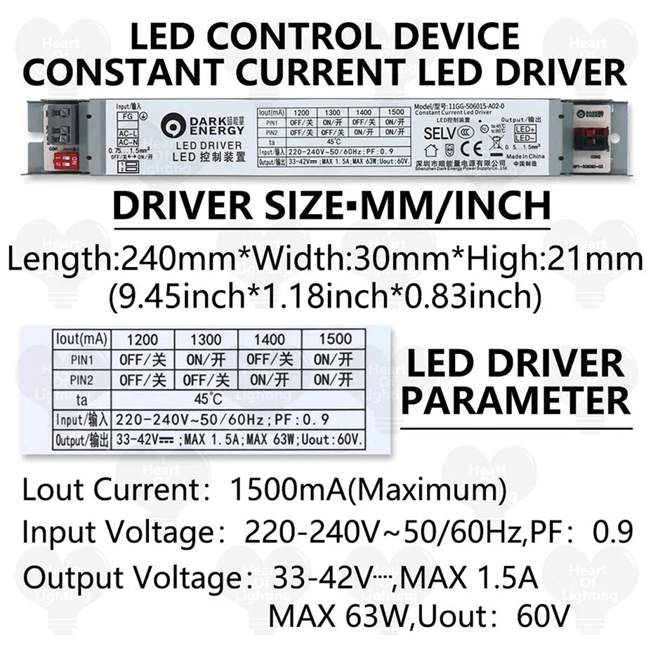 LED-Netzteil DC33-42V Beleuchtungstransformatoren 23W 44W 63W 84W AC220-240V Einstellbarer Konstantstrom-LED-Treiber-Controller – Detail 6
