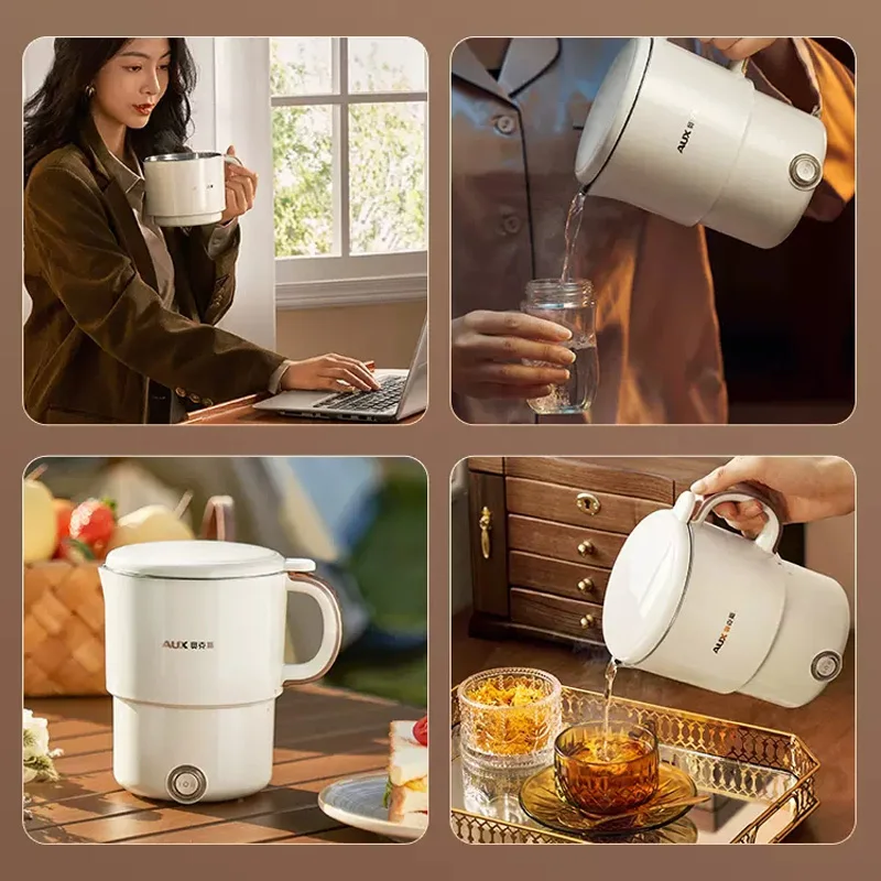 800ml Foldable Electric Kettle, Portable Cooking Pot, Multi Stove Travel Kettle, Tea Pot, Heating Cup, 304 Stainless Steel Slow 5