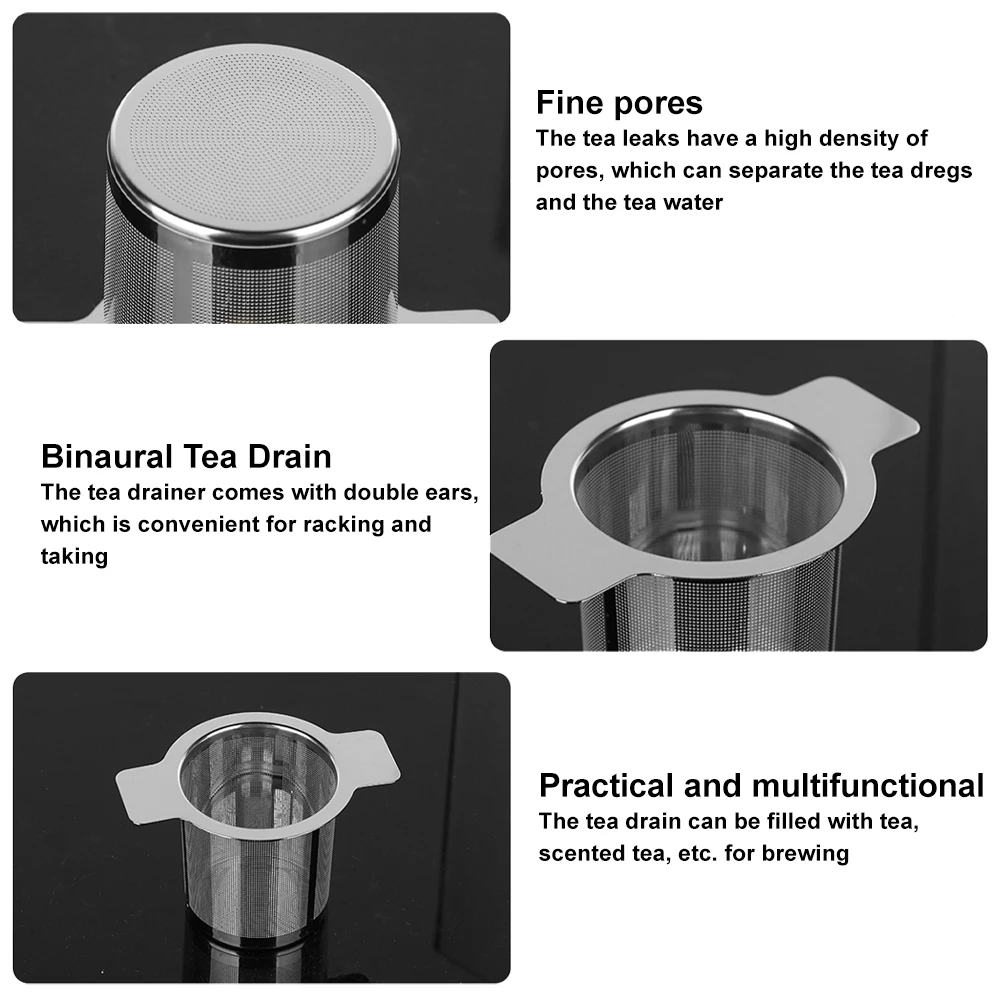 Double Handles Tea Infuser Leak Tea Filter with Lid Stainless Steel Fine Mesh Coffee Filter Teapot Cup Loose Leaf Strainer