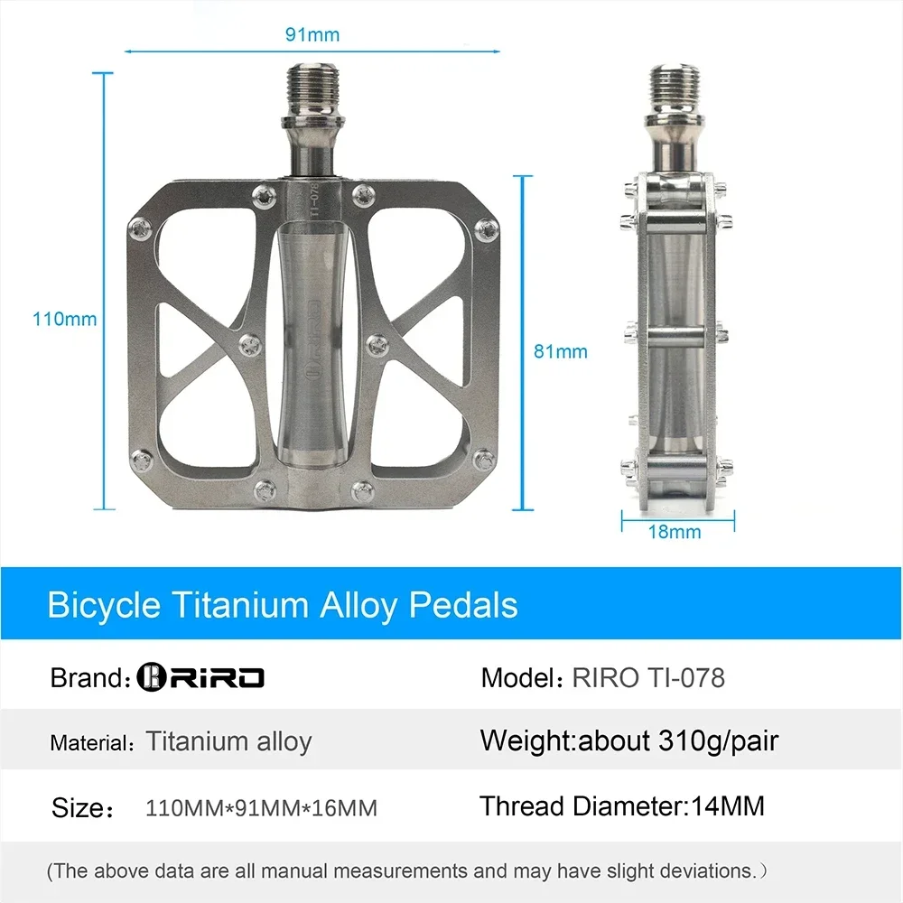 RIRO TI-078 Ultralight Titanium Alloy Bike Pedals 3-Bearing Waterproof Anti-Skid Road MTB BMX - Image 4