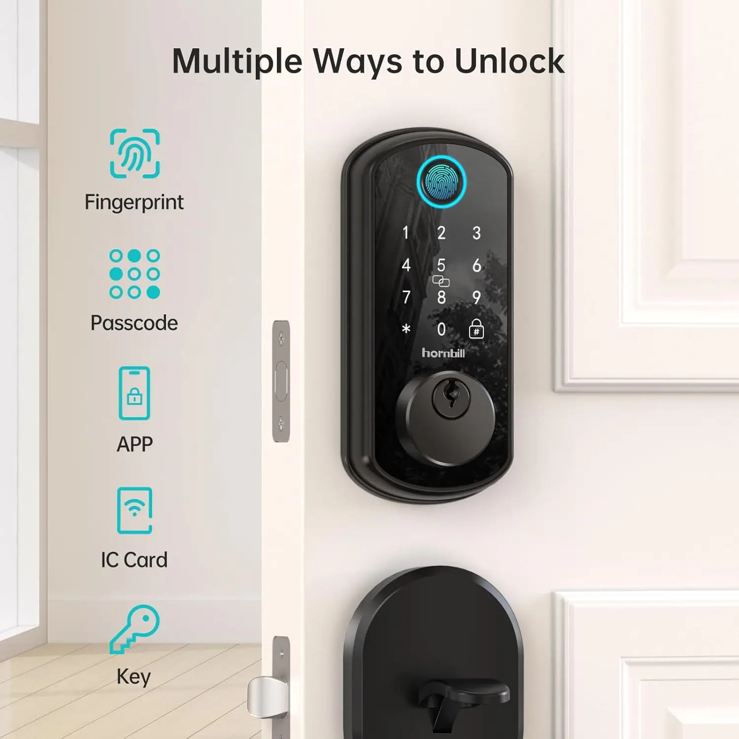 Entry Fingerprint Deadbolt with Handle Set Electronic Digital Keypad Door Locks APP