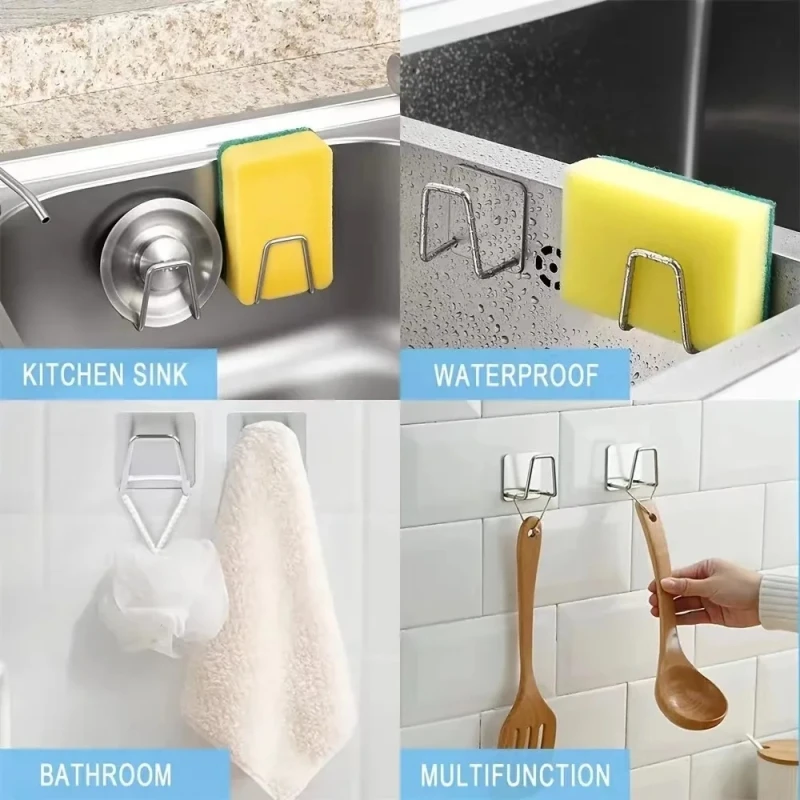 Description Picture 6 of itemKitchen Adhesive Strong Wall Hanger Hook Sink Sponges Holder Drain Drying Rack Storage Organizer Bathroom Suction Cup Stainless