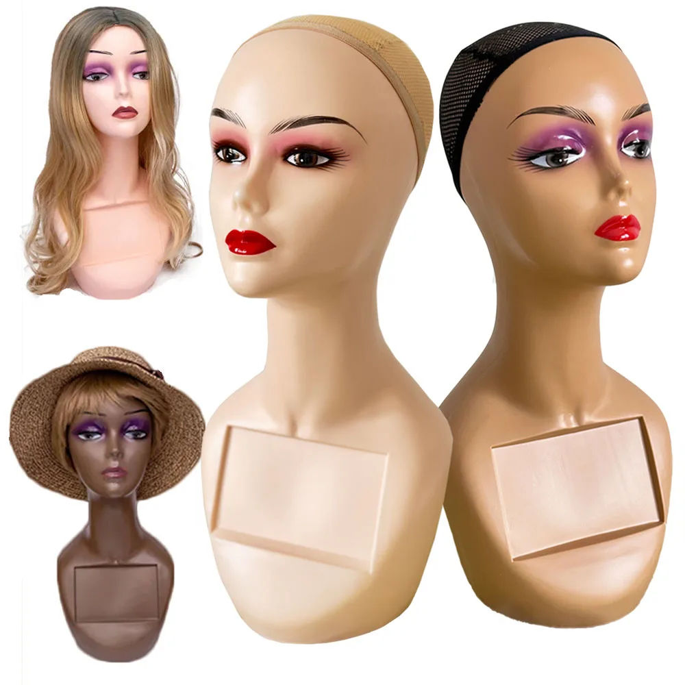 

Head for Display Wigs Realistic Female Mannequin Head Manikin Head Wig Hat dark Brown