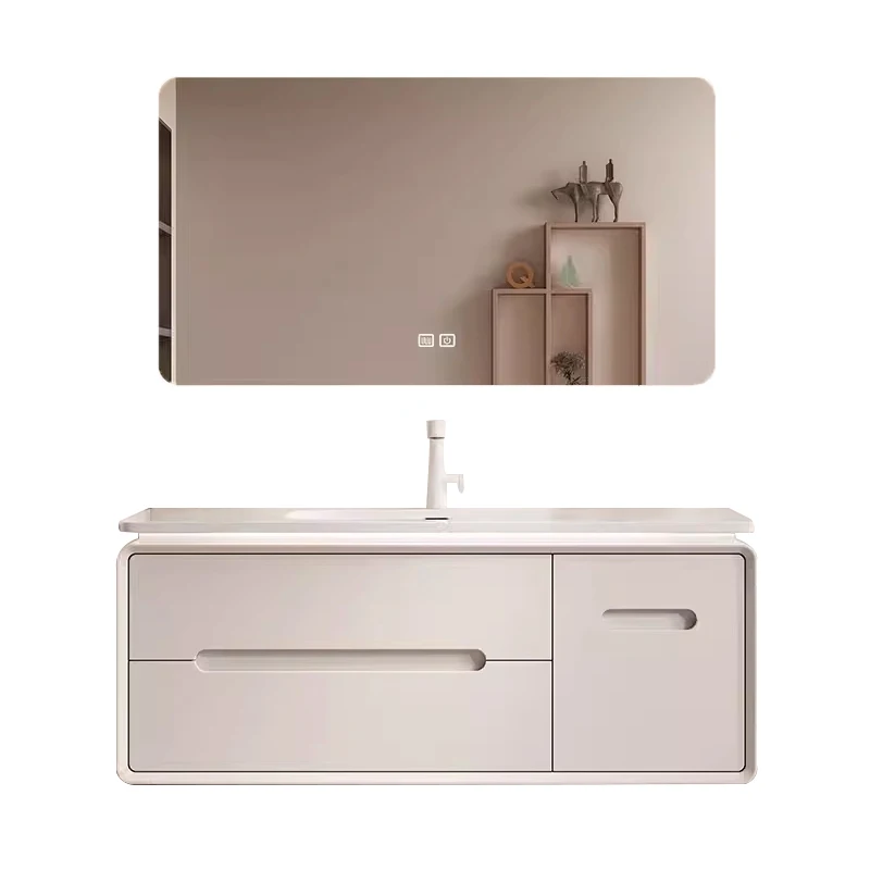 Cream Wind Light Luxury Oak Integrated Ceramic Basin Bathroom Cabinet Combination Bathroom Wash Table Washbasin