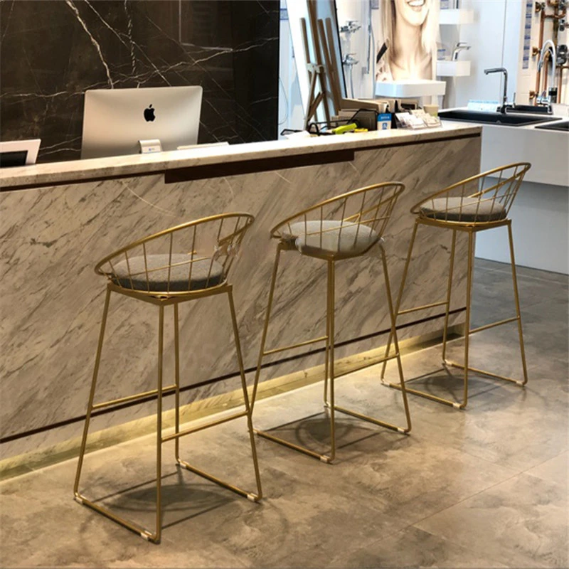 

стулья для кухни High Chair Simple Wrought Iron Bar Stools Gold Stool Modern Chairs Dining Chair Nordic Leisure Bar Table Chairs