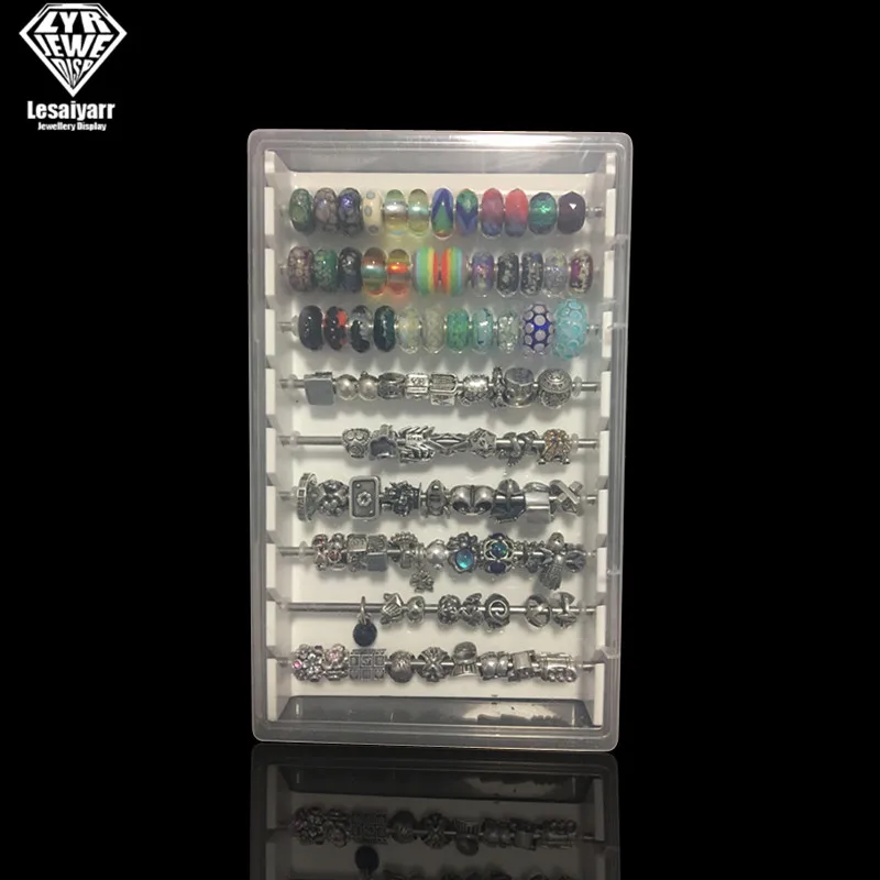 Acrylic Charm Bracelet Beads Display Tray Box with Cover