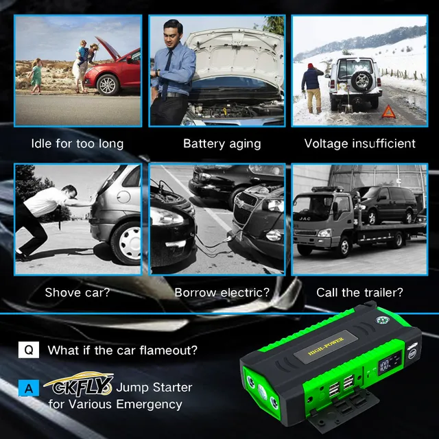 GKFLY 16000mAh Auto Starthilfe Power Bank Tragbare Batterie Für 3,5 L/6L  Auto Batterie Booster Start Gerät kalten Winter Starten - AliExpress