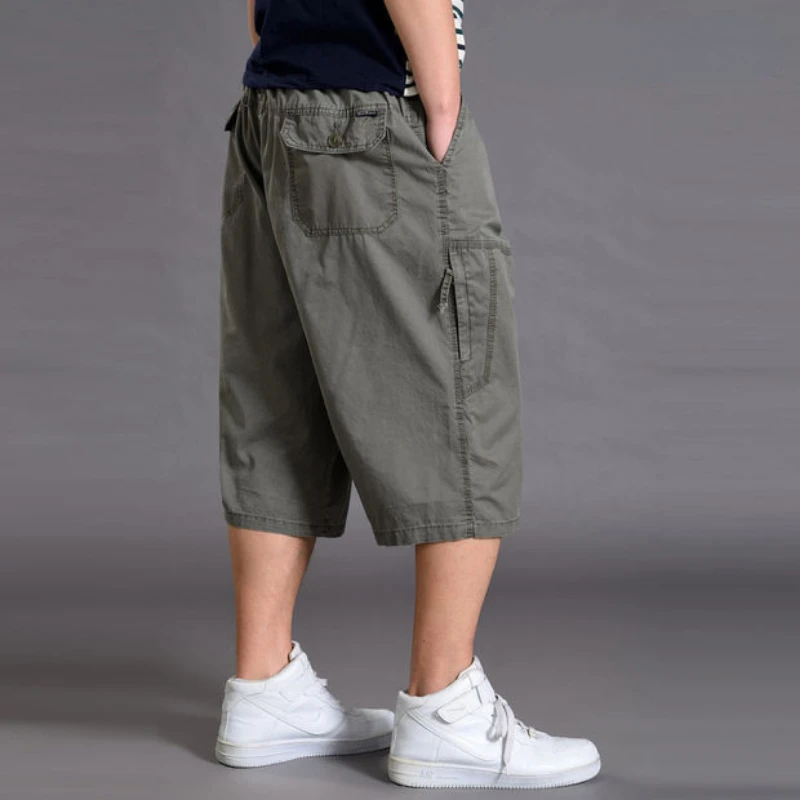 Oversized Summer Men Cotton Shorts Loose Casual Cargo Pants Sweatpants Plus Size Gym Shorts Cropped Trouser Men Clothing