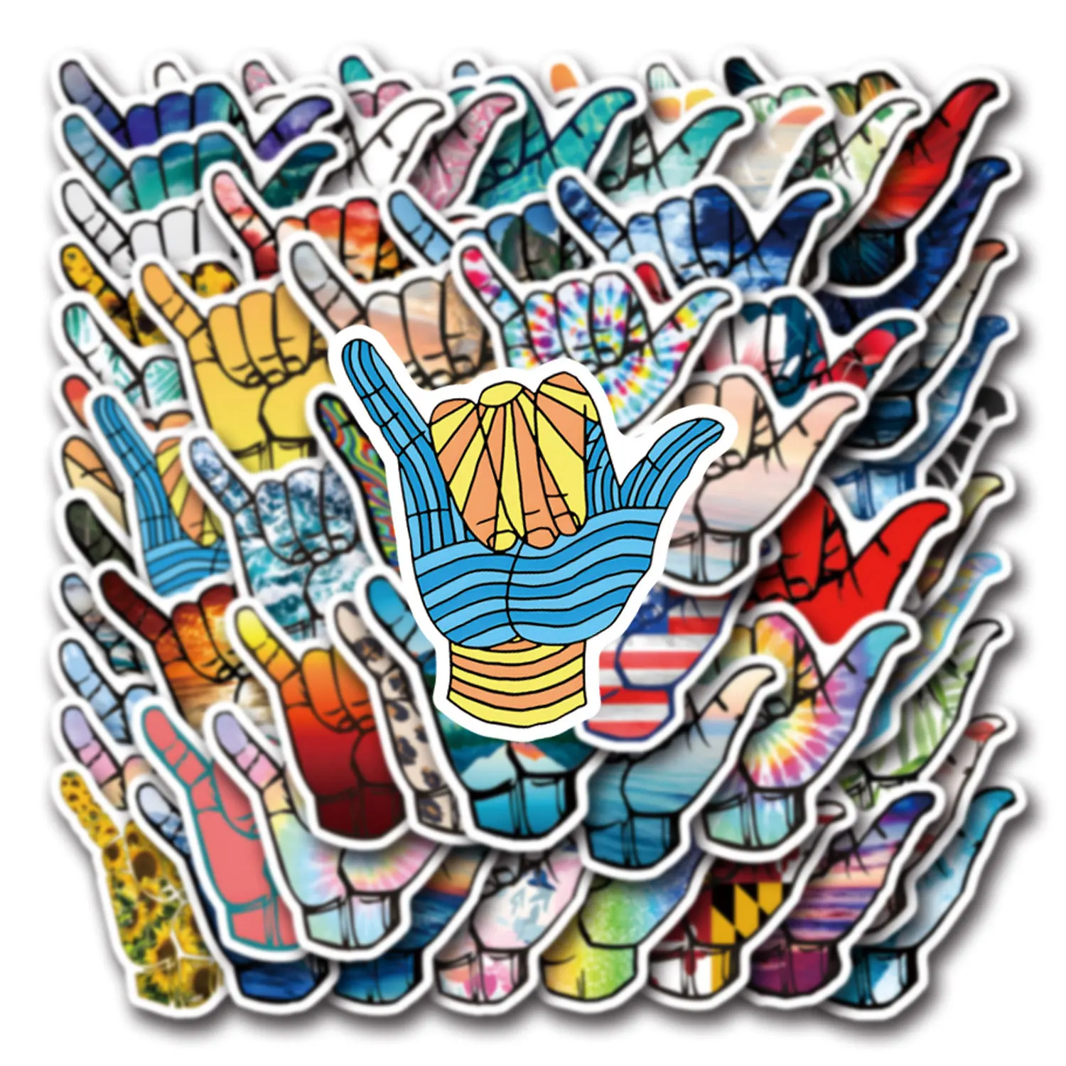 Vibrant Shaka Graffiti Sticker Set for Personalizing Your Gear (55 Pieces)