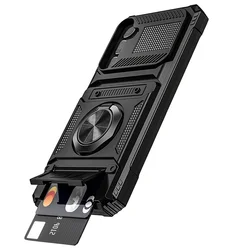 Magnetic Rotating Ring Kickstand Heavy Duty Drop Protection Wallet Phone Case - Galaxy S26 FE (Black)