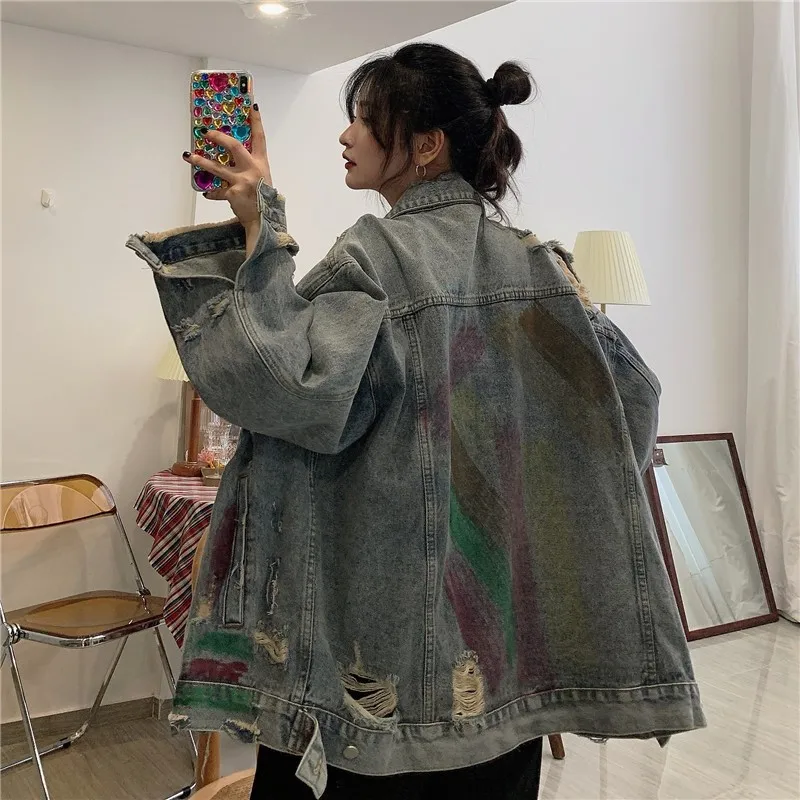 Coat Female New Harajuku Loose Ripped Niche Top