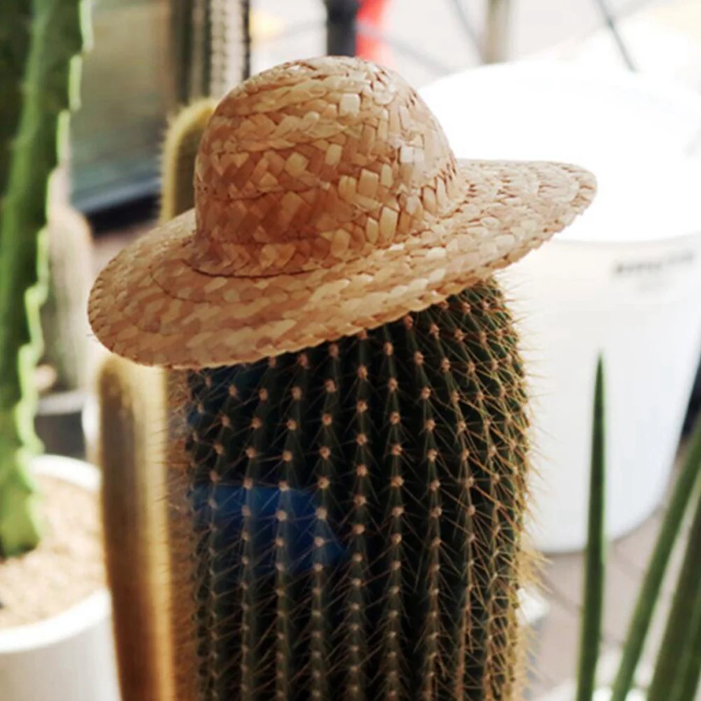 

8pcs Mini Straw Knitting Top Hat Straw Hats for Crafts DIY Decoration