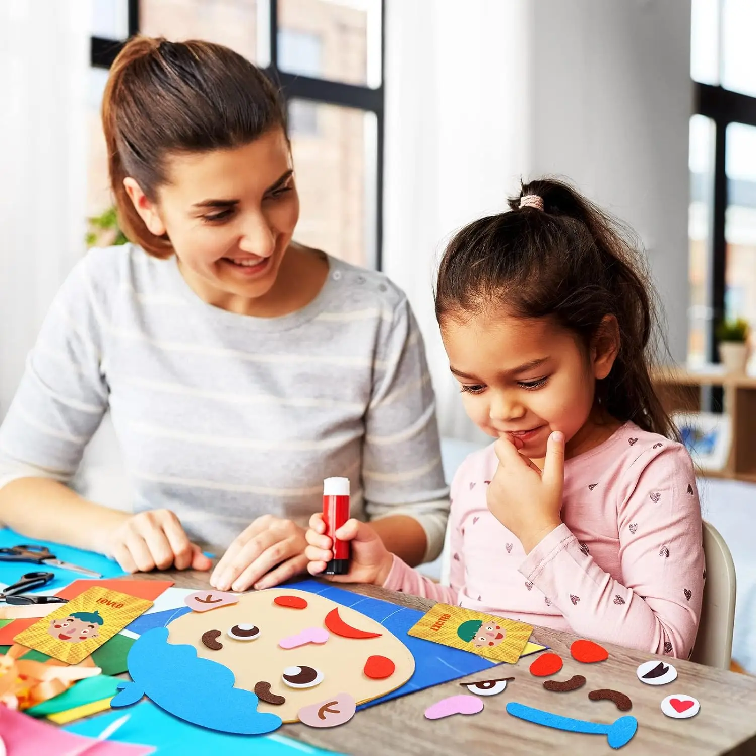 Montessori Five Sense Organs DIY Assembling Puzzle Social Emotional Learning Toys for Kids Make Faces and Describe Feelings 5