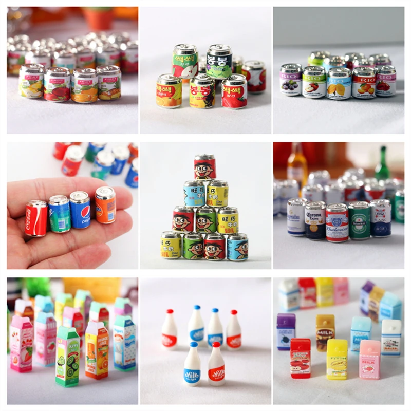 5pcs Dollhouse Miniature Mini Simulation Beer Cans Wink Drink Bottle Play Food Micro Landscape Doll Kithcen Food Toy Accessories