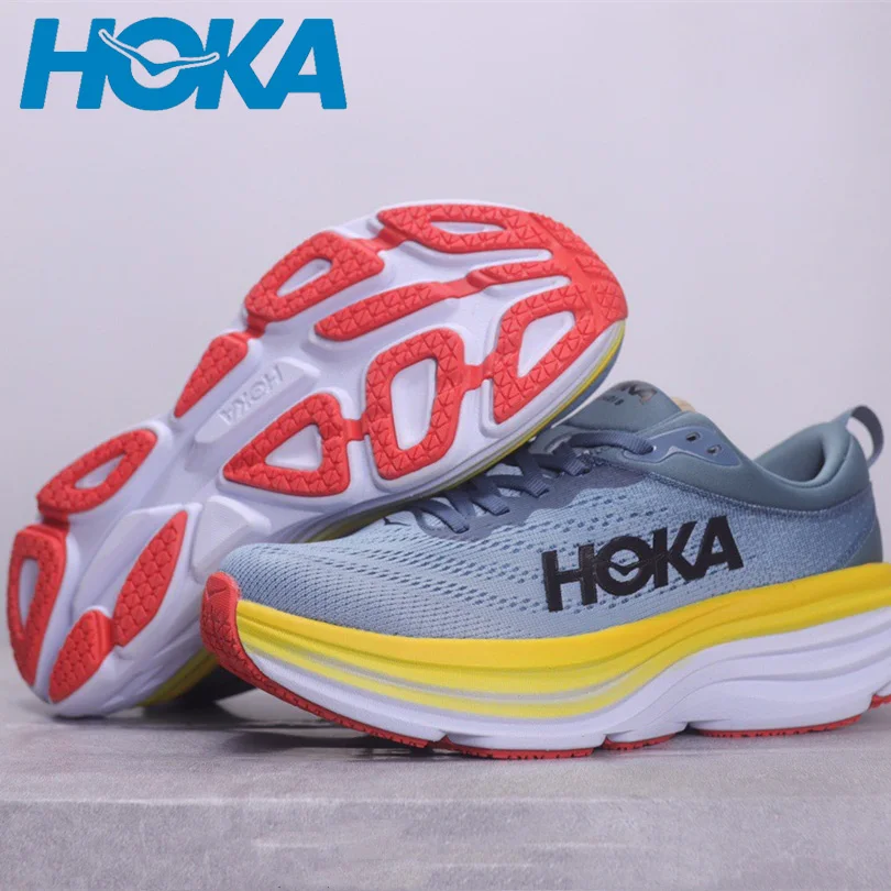 HOKA Men Sneakers Bondi 8 Lightweight Cushioning Outdoor Running Shoes Marathon Trail Running Shoes Elastic Women's Casual Shoes