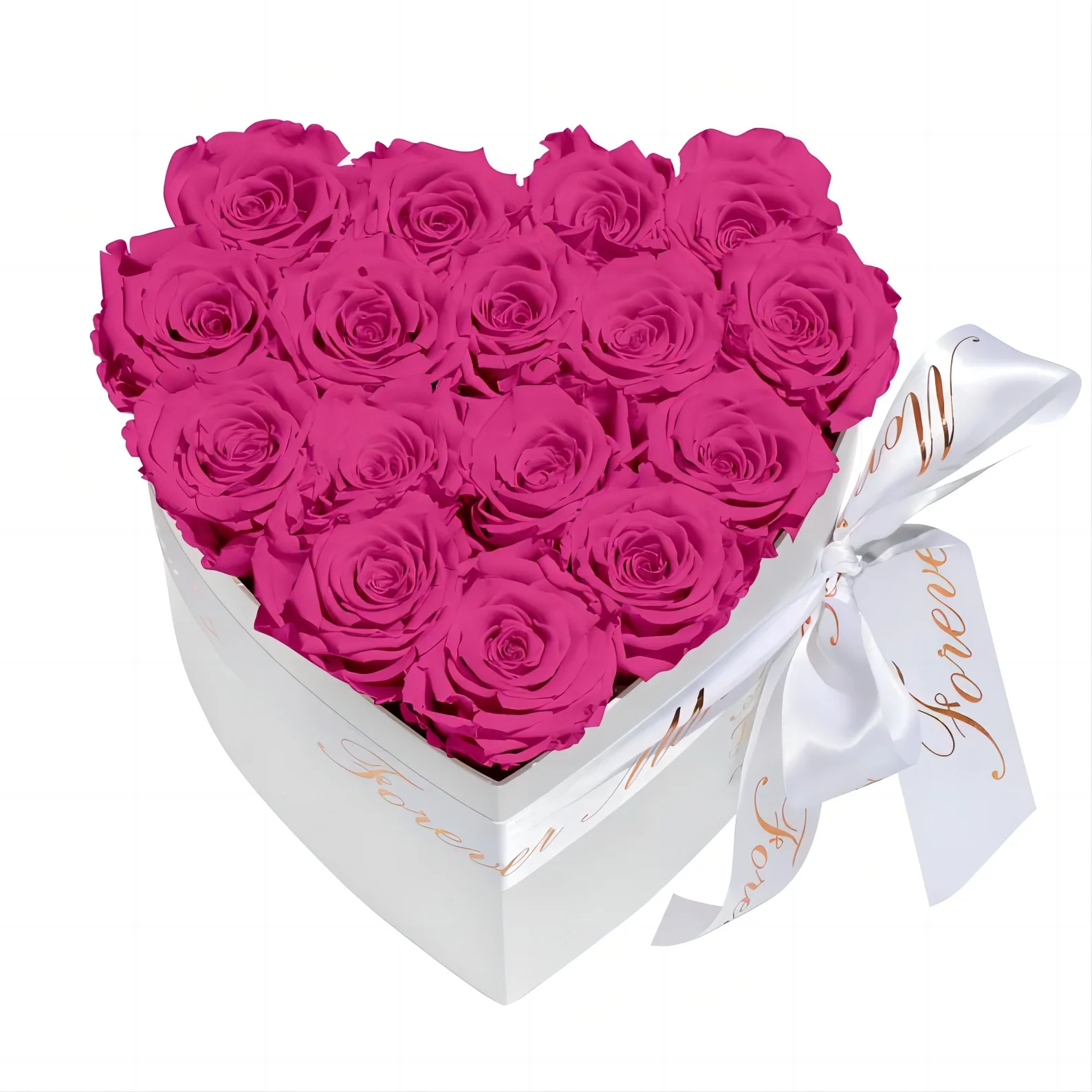 

16-18pcs Natural Peserved Real Rose in Heart Shape Box Eternal Forever Immortal Flower Mothers Valentines Day Gifts Home Decor