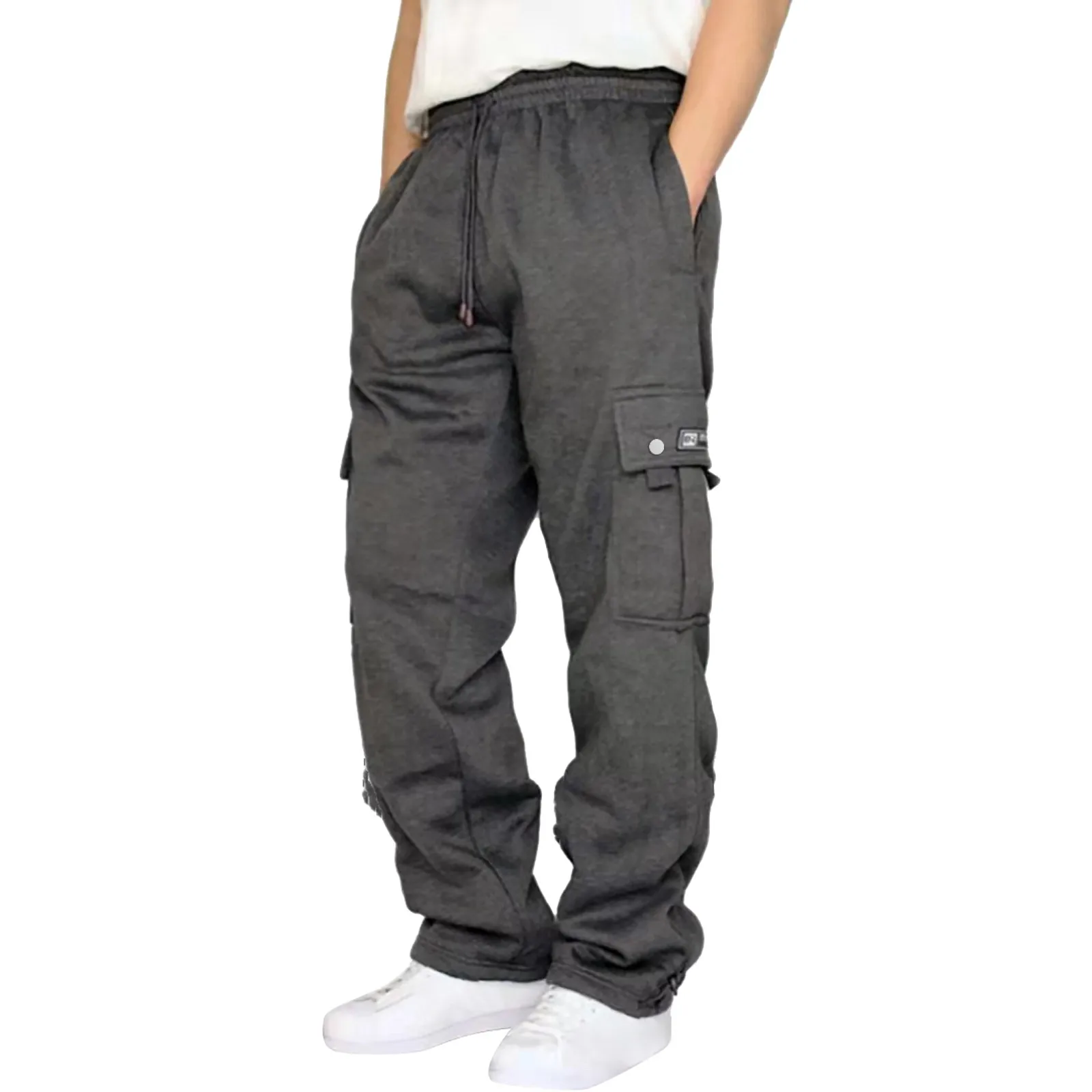 

Male Fitness Drawstring Sweatpants Men Joggers Hip Hop Techwear Pants Hippie Cargo Trousers for Men Streetwear Plus Size Pockets