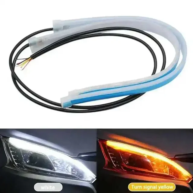 45/30cm Car DRL Flexible Waterproof Headlight LED Strip Universal Auto Headlights RGB Turn Signal Yellow Brake Flow Lights 1
