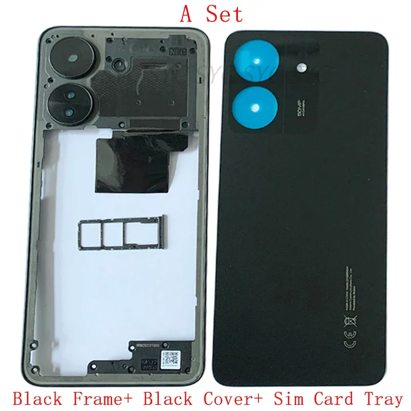 Rear Door Battery Cover Housing Case For Redmi 13C Back Cover with Middle Frame Sim Card Tray Repair Parts phone back cover,glass phone back cover