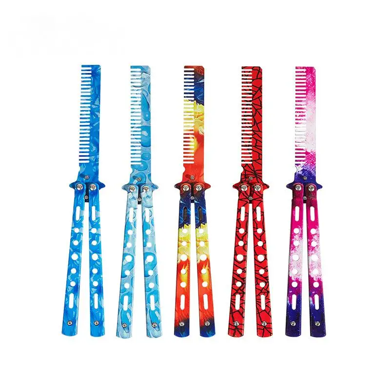 

Цветная 3D искусственная домашняя специальная перегородка парикмахерская расческа для прохладных людей нож-бабочка для практики