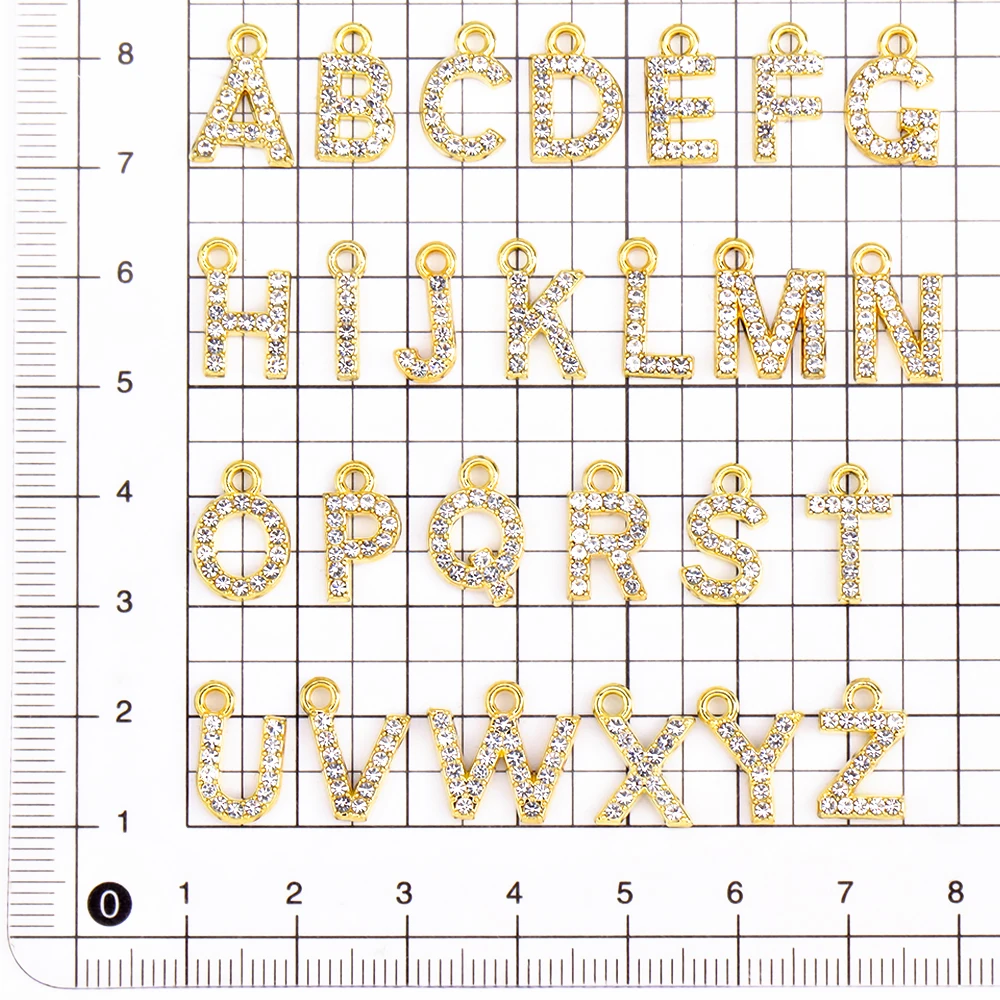 10/26 stücke Silber Farbe Legierung Kristall Mini Alphabet 26 Buchstaben Charms Anhänger für Frauen Halskette Ohrring Schmuck Zubehör – Detail 1