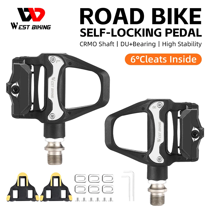 

WEST BIKING Bicycle Pedal Professional SPD System Road Bike Self-locking Pedal Anti-slip DU Bearing Bike Pedal With Cleats Parts