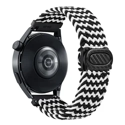 Nylon Braided Solo Loop Strap - Versatile and Stylish Bracelet - 22mm watch strap (Stripe Black White)