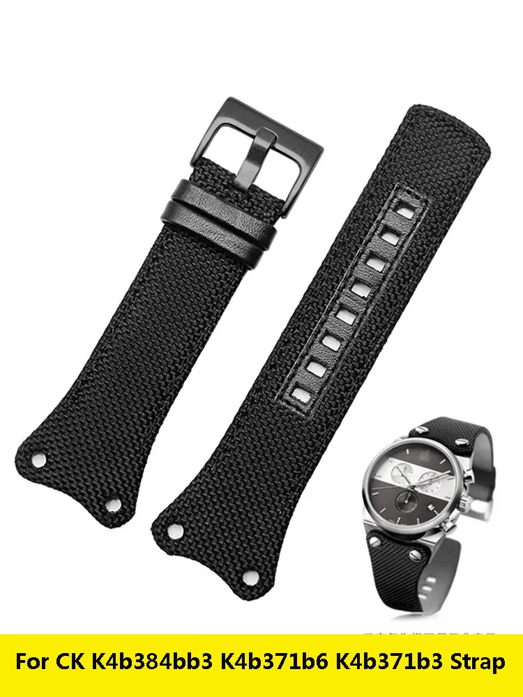 

Nylon Canvas Watch Strap for CK EAGER Series K4B384B3 K4B371B6 K4B371B3 Waterproof Sweat-Proof Comfortable Men Watchband 30mm