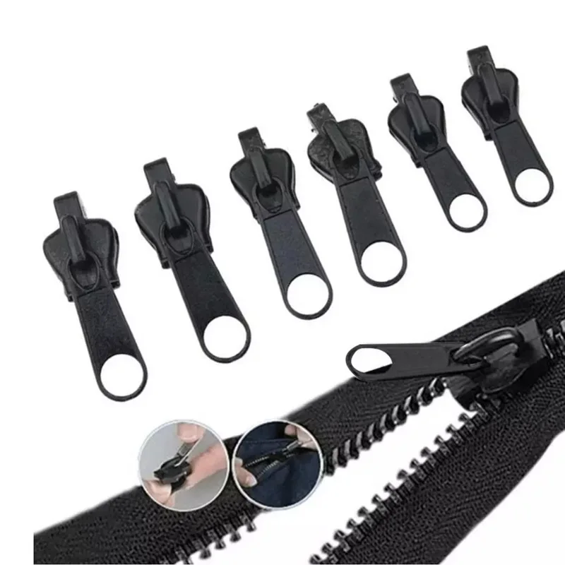6 Pcs! Zipper Head Rescue Instant Repair Kit Practical Fix Black Zippers for Clothing Garment Replacement Accessories
