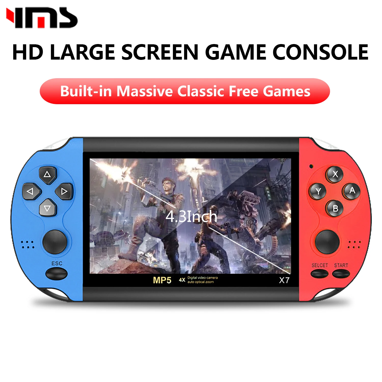 X7 Plus Game Handheld Game Console Built-in Classic Games Portable Mini Video Player 5.1inch IPS Screen 64G Classic Arcade Games 