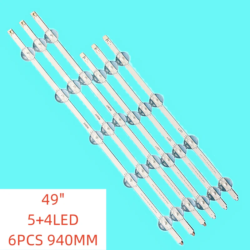 6PCS/set 5+4lamp New LED Backlight Strip for Arcelik_49_Clarity_3X5+3X4_1313FCA_L_4S1P/R_5S1P WCK60601-AB WCE60601-AB 49VLX6000 6pcs led backlight strip for lg 49uj65