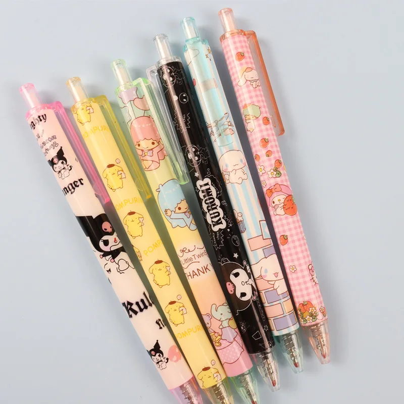 

6pcs Sanrio Kuromi Cartoon Pattern Cute Creative Ballpoint Pen 0.5mm Black Students Neutral Pen Stationery School Supplies Gifts