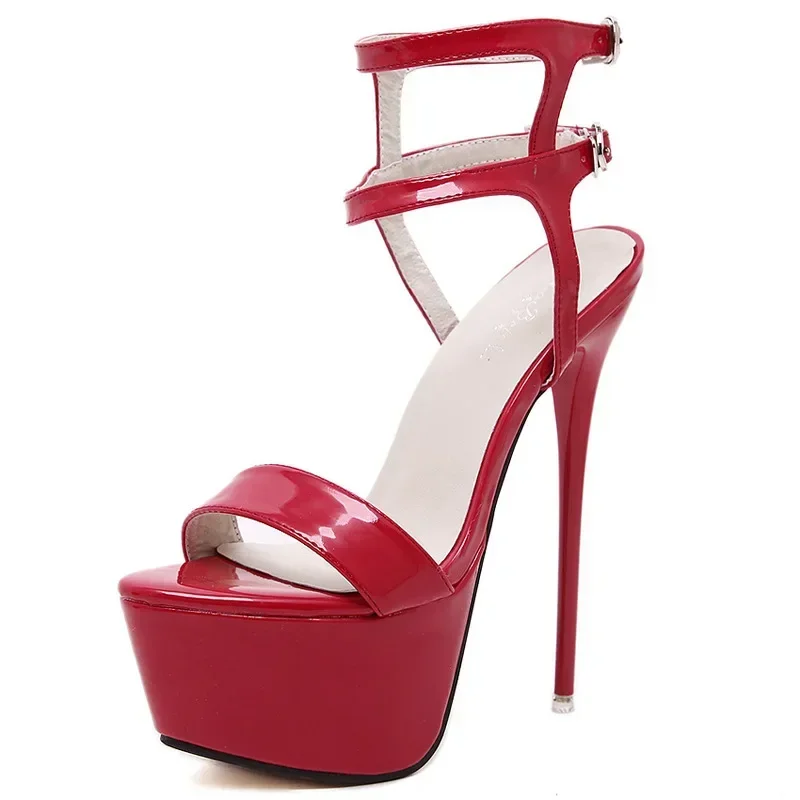 Women Sandals Women High Heels Summer 16cm High Heels Sandals Women Sexy Peep Toe Platform Ankle Buckle Strap Super-high Heel Shoe Party Pumps Gladiator