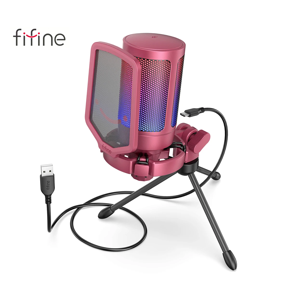 FIFINE A6T ピンク マイク コンデンサーマイク アーム式 Amazon.co.jp: FIFINE USB コンデンサーマイク RGB光り