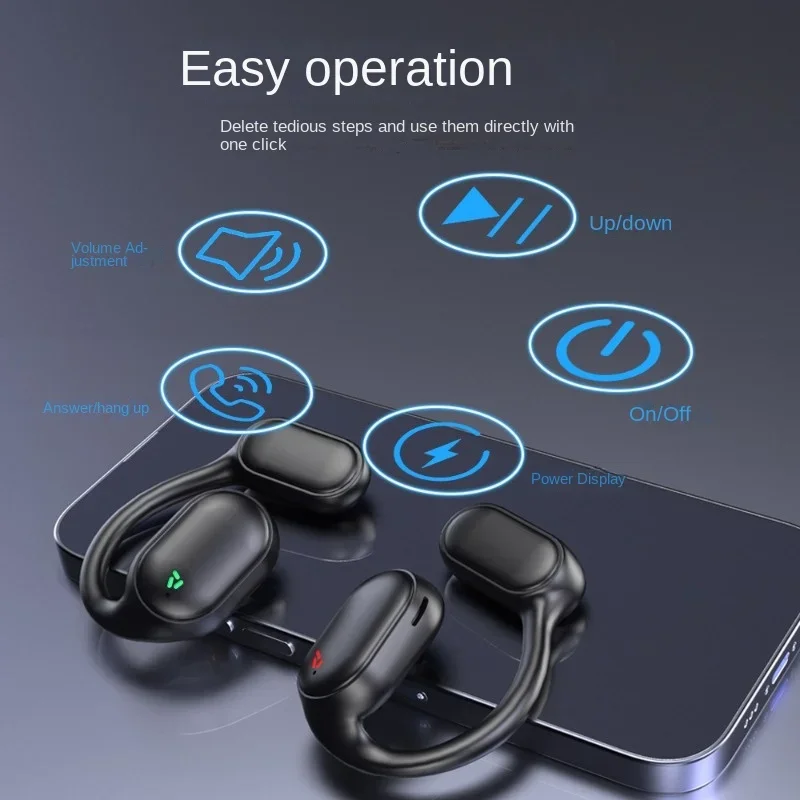 TWS Bluetooth 5.3 Earphones WIth Mic Wireless Headphones HiFi Stereo Ear Hook Earbuds Noise Reduction Sports Waterproof Headsets