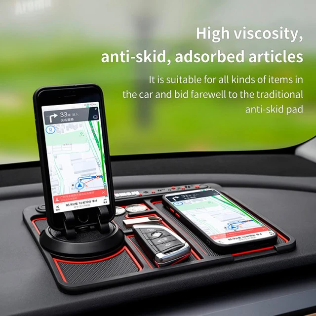 Tapis antidérapant multifonctionnel pour voiture et support de téléphone,  support de cygne rotatif à 360 °.