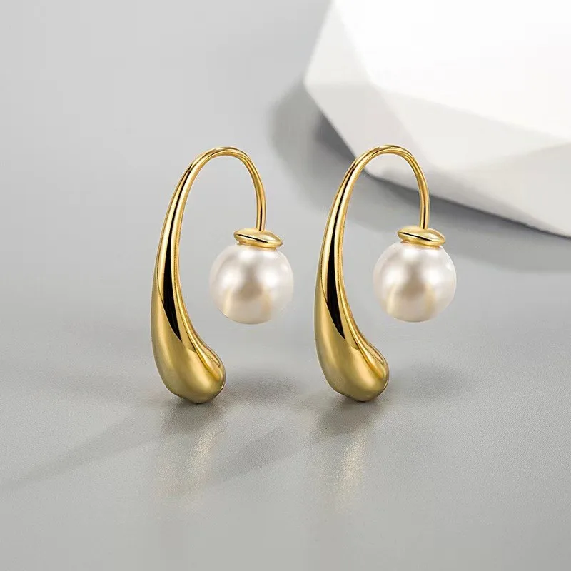 New French Elegant Gold Color Irregular Spliced Pearl Earrings for Women Vintage Removable Earring Jewelry Accessories
