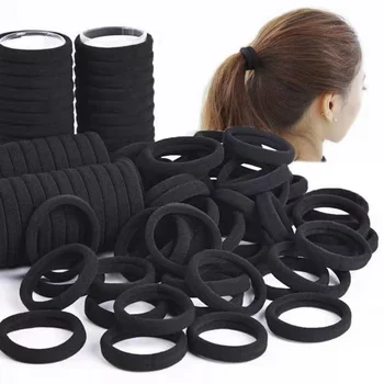 10-100PCS Nero Ad Alta Elasticità Fascia Asciugamano Fascia Per Capelli 4CM Senza Soluzione di Continuità Corda Per Capelli Accessori Per Capelli In Pelle Femminile