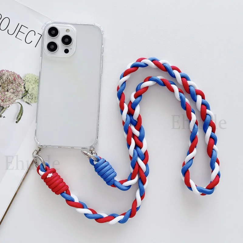 Braid Strap Crossbody Lanyard Transparent Soft Case Cover
