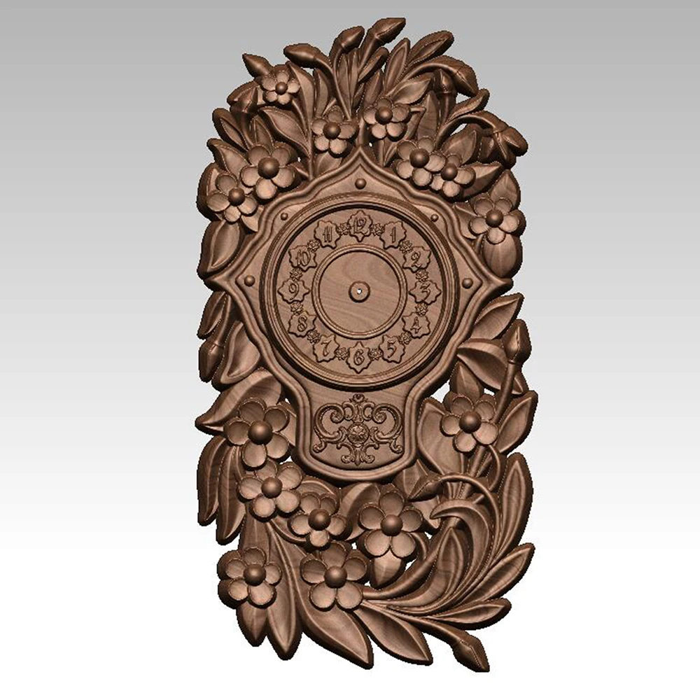 3D Model STL File Wall Clock Model Floral Pattern Relief for CNC Router Engraving Support ZBrush Artcam Aspire Cut3d best router for woodworking Woodworking Machinery