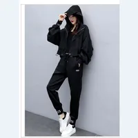 Women's Tracksuit Korean Elegant Hoodie Zipper Jacket Coat Sport Pants Two Piece Suit 2026 Spring Autumn New in Matching Set - Image 5