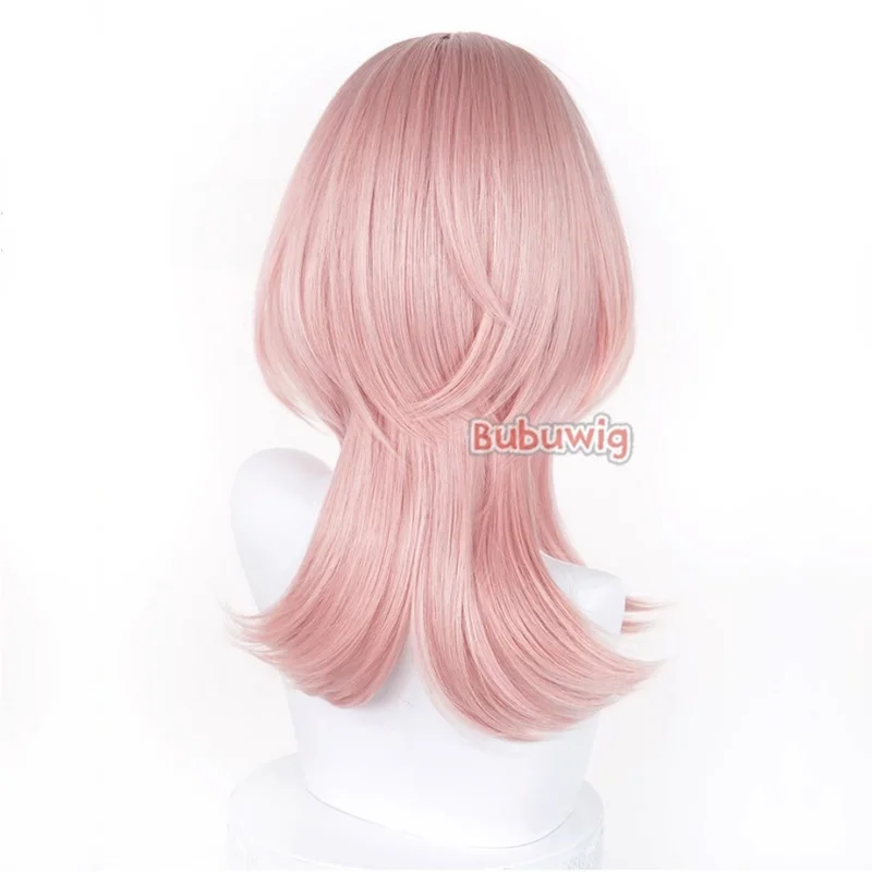 Bubuwig 합성 헤어 리니아 코스프레 가발 게임 Genshin Impact 리니아 52cm 긴 스트레이트 혼합 색상 포니테일 가발 내열성